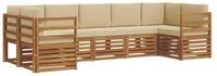 vidaXL Gartensofa Ecksofa Set mit Kissen 7 pcs Natur und Beige, 7 Teile
