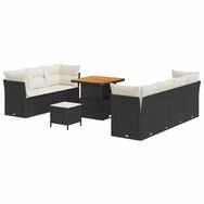 vidaXL Loungesofa Garten-Sofa-Set mit Kissen 10 pcs Schwarz und Creme
