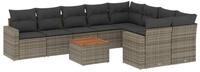 vidaXL Sofaelement 10-tlg. Garten-Sofagarnitur mit Kissen Grau Poly Rattan (1 St)