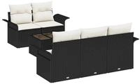 vidaXL Gartenlounge-Set Sofa Set mit Kissen 6 pcs Schwarz Poly-Rattan, (6-tlg)
