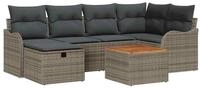 vidaXL Gartenlounge-Set Gartensofa-set mit Kissen mit Speicher 7 pcs Grau Poly