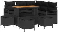 vidaXL Loungesofa Garten-Sofa-Set mit Kissen mit Speicher 9 pcs Schwarz, 9 Teile