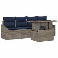 vidaXL Gartenlounge-Set Garten-Sofa-Set mit Kissen mit Speicher 5 pcs Grau