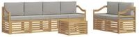 vidaXL Gartenlounge-Set Outdoor-Sofagarnitur 7 pcs Wei&szlig; und Hellgrau Polyester,