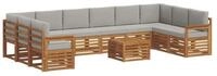 vidaXL Gartenlounge-Set Outdoor-Sofagarnitur mit Kissen 11 pcs Nat&uuml;rlich und