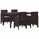 vidaXL Gartenlounge-Set Garten Essgruppe 5 pcs Braun Polt Rattan, (5-tlg)