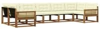 vidaXL Gartenlounge-Set Outdoor-Sofagarnitur mit Kissen 7 pcs Natur und Creme,