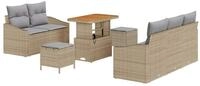 vidaXL Loungesofa Garten-Sofa-Set mit Kissen 8 pcs Beige und Hellgrau, 8 Teile