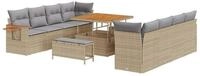 vidaXL Gartenlounge-Set Gartensofa-set 11 pcs Beige Poly-Rattan, (11-tlg)