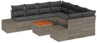 vidaXL Gartenlounge-Set Gartensofa-set mit Speicher 9 pcs Grau Poly-Rattan,...