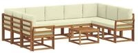 vidaXL Gartenlounge-Set Outdoor-Sofagarnitur mit Kissen 10 pcs Natur und Creme,