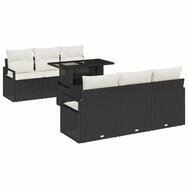 vidaXL Loungesofa Gartensofa-set mit Speicher 7 pcs Schwarz und Creme Poly-Rattan, 7