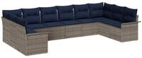 vidaXL Gartenlounge-Set Gartensofa-set mit Speicher 10 pcs Hellgrau Poly-Rattan,