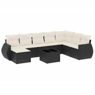 vidaXL Gartenlounge-Set 9-tlg. Garten-Sofagarnitur mit Kissen Schwarz Poly...