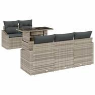 vidaXL Gartenlounge-Set Garten-Sofa-Set mit Kissen 6 pcs Hellgrau Poly-Rattan,