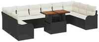vidaXL Gartenlounge-Set Garten-Sofa-Set mit Speicher 11 pcs Schwarz Poly Rattan,