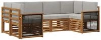 vidaXL Gartensofa Ecksofa Set mit Kissen 5 pcs Nat&uuml;rlich und Hellgrau, 5 Teile
