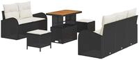 vidaXL Gartenlounge-Set Gartensofa-set mit Kissen 8 pcs Schwarz Poly-Rattan,...