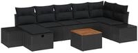 vidaXL Gartenlounge-Set Gartensofa-set mit Kissen 8 pcs Schwarz Poly Rattan, (8-tlg)
