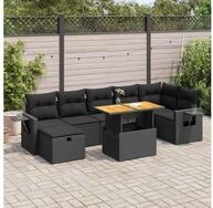 vidaXL Gartenlounge-Set, 5tlg. Garten-Sofagarnitur mit Kissen Schwarz Poly...