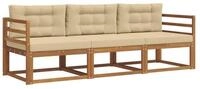 vidaXL Gartenlounge-Set Outdoor-Sofagarnitur mit Kissen 3 pcs Natur und Beige,
