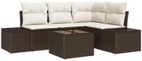 vidaXL Gartenlounge-Set Gartensofa-set 5 pcs Braun Poly-Rattan, (5-tlg)