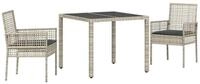 vidaXL Gartenlounge-Set Garten Essgruppe 3 pcs Hellgrau Poly-Rattan, (3-tlg)