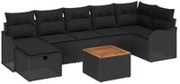 vidaXL Gartenlounge-Set Gartensofa-set mit Kissen 8 pcs Schwarz Poly Rattan,...