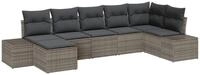 vidaXL Gartenlounge-Set Garten-Sofa-Set mit Kissen mit Speicher 7 pcs Grau Poly