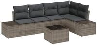 vidaXL Gartenlounge-Set Gartensofa-set mit Speicher Hellgrau Poly-Rattan, (6-tlg)