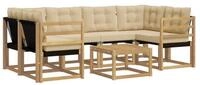 vidaXL Gartenlounge-Set Outdoor-Sofagarnitur mit Kissen 7 pcs Wei&szlig; und Beige,