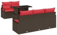 vidaXL Loungesofa Gartensofa-set mit Speicher 6 pcs Braun und Rot Poly-Rattan, 6