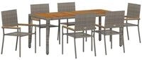 vidaXL Gartenstuhl Garten Essgruppe 7 pcs Grau Poly-Rattan (7 St)