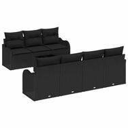 vidaXL Loungesofa Gartensofa-set 8 pcs Schwarz Poly-Rattan und Stahl und Glas, 8