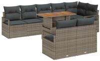 vidaXL Loungesofa Garten-Sofa-Set mit Kissen mit Kissen 9 pcs Grau und Braun, 9...