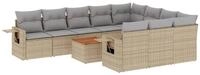 vidaXL Sofaelement 11-tlg. Garten-Sofagarnitur mit Kissen Beige Poly Rattan (1...