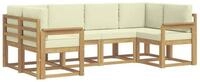 vidaXL Gartenlounge-Set Outdoor-Sofagarnitur mit Kissen 6 pcs Wei&szlig; und Creme,