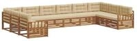 vidaXL Gartenlounge-Set Sofagarnituren 5 pcs Natur und Beige Massivholz, (5-tlg)