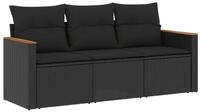 vidaXL Gartenlounge-Set 3-tlg. Garten-Sofagarnitur mit Kissen Schwarz Poly...