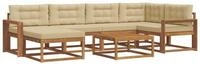 vidaXL Gartenlounge-Set Outdoor-Sofagarnitur mit Kissen 7 pcs Natur und Beige,