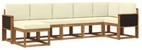 vidaXL Gartenlounge-Set Outdoor-Sofagarnitur mit Kissen 7 pcs Natur und Creme
