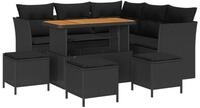 vidaXL Loungesofa Garten-Sofa-Set mit Kissen mit Speicher 9 pcs Schwarz, 9 Teile