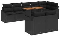 vidaXL Loungesofa Garten-Sofa-Set mit Kissen mit Kissen 9 pcs Schwarz und Braun, 9