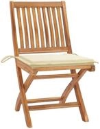 vidaXL Gartenstuhl, Outdoor St&uuml;hle 2 Stk. mit Cremen Kissen Teak Massivholz