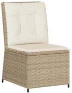 vidaXL Loungesofa Gartensessel mit Liegefunktion und Kissen Beige Poly Rattan, 1