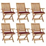 vidaXL Gartenstuhl Klappbare Gartenst&uuml;hle mit Kissen 6 Stk. Massivholz (6 St)