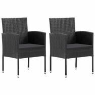 vidaXL Gartenstuhl Gartenst&uuml;hle mit Kissen in Schwarz 2 Stk. Schwarz Poly...