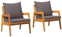 vidaXL Sofaelement Gartenstuhl mit Kissen 2 St&uuml;ck &Ouml;l-Natur 65 x 59,5 x 72 cm...