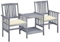 vidaXL Gartenlounge-Set Gartenst&uuml;hle mit Teetisch und Kissen Massivholz,...
