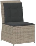 vidaXL Loungesofa Gartensessel mit Liegefunktion und Kissen Hellgrau Poly Rattan, 1